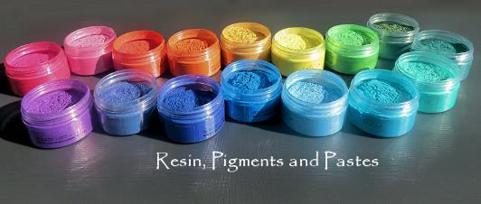 Photograph of Colour Passion pigments for Auckland resin workshops.